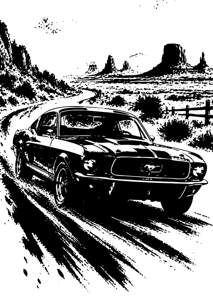 Classic Car in Desert Landscape