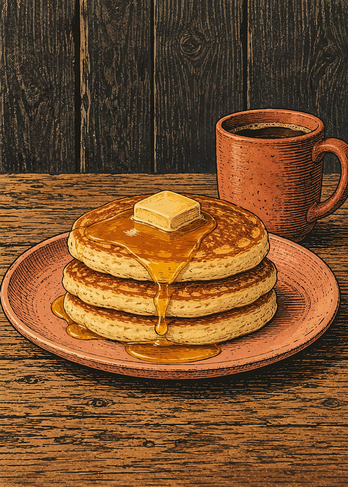 Stack of Pancakes with Coffee