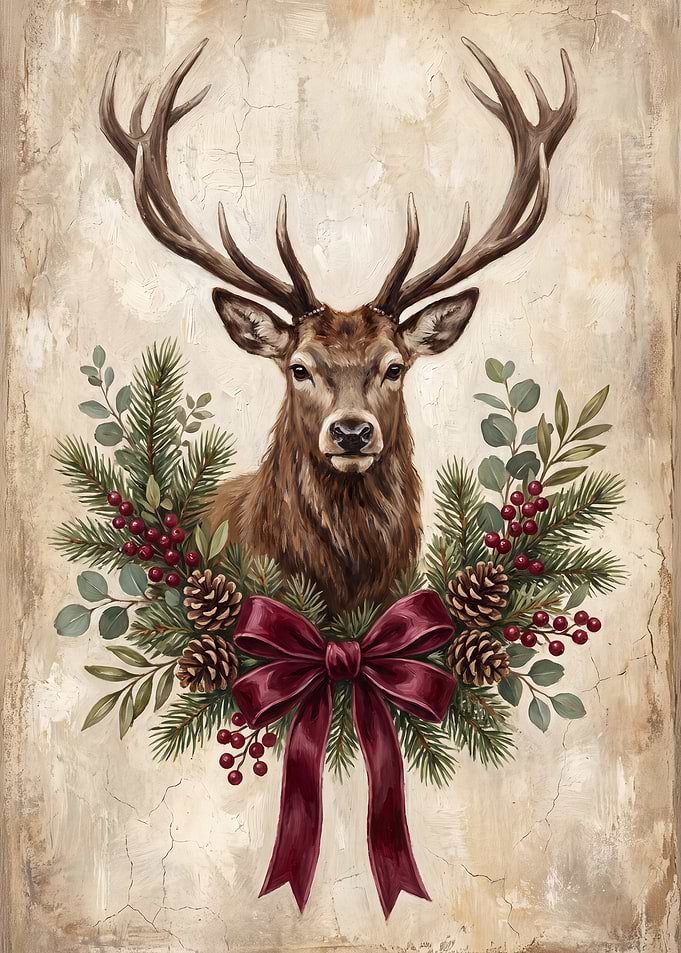 Rustic Christmas Deer Portrait