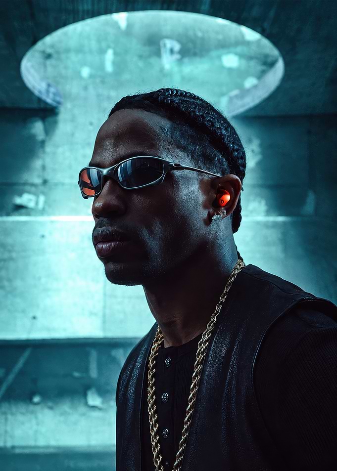 Travis Scott Wearing Beats Earbuds