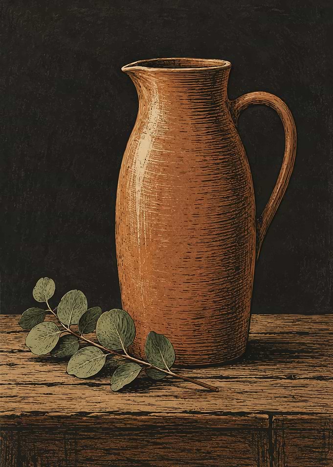 Still Life with Pitcher and Eucalyptus