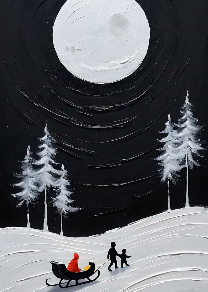 Winter Night Sleigh Ride Painting