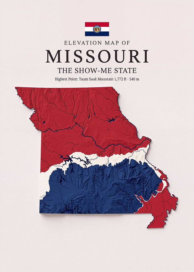 Elevation Map of Missouri State