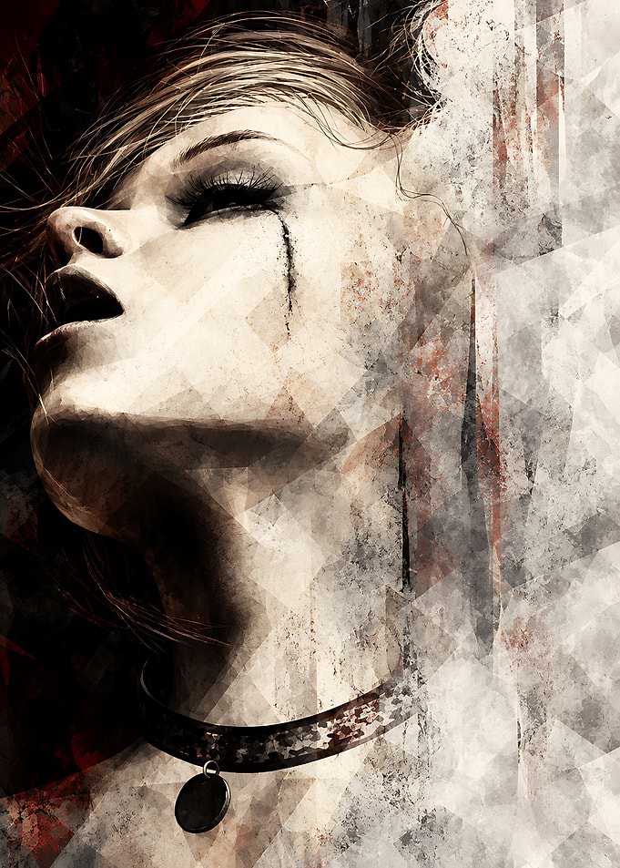 Abstract Portrait of a Crying Woman