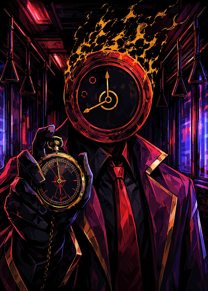 Clock-Headed Figure in Dark Suit