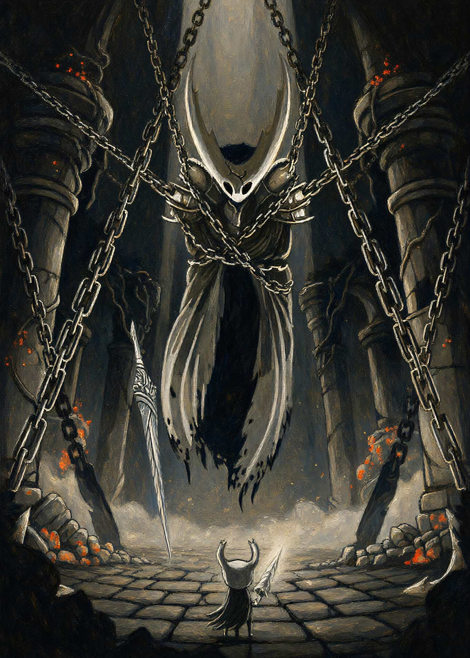 The Hollow Knight Facing the Sealed Vessel