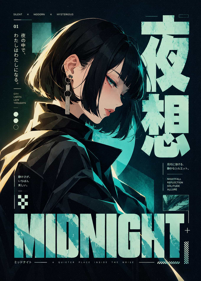 Midnight Anime Girl Poster