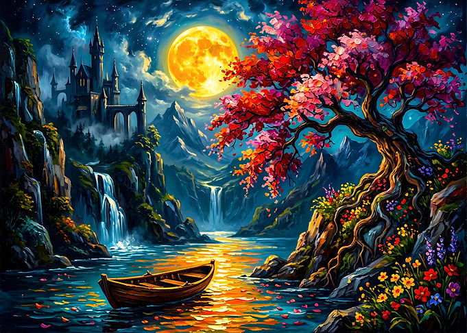 Castle by Moonlight Lake