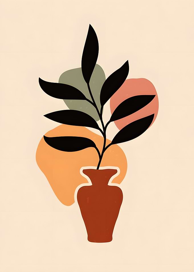 Minimalist Abstract Botanical Vase Art
