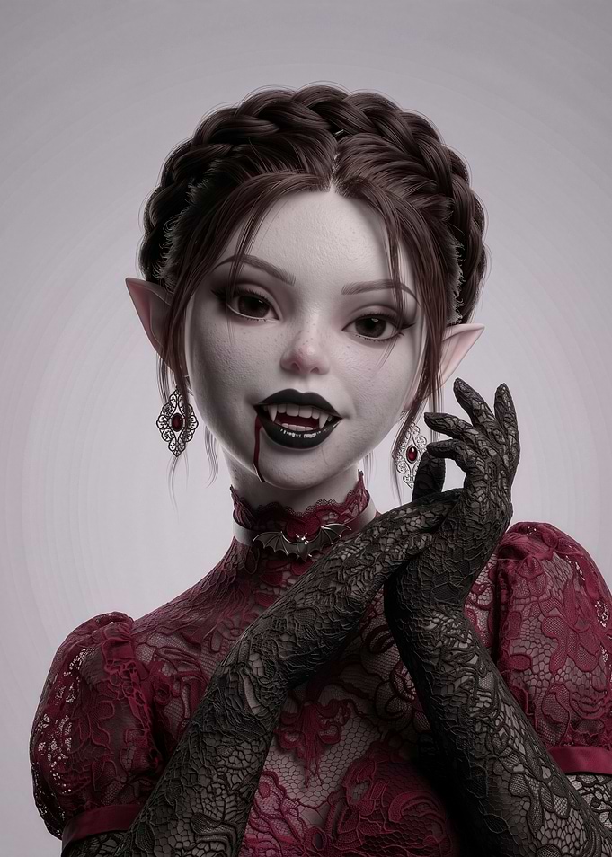 Elegant Gothic Vampire Elf Portrait