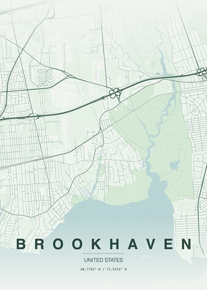 Brookhaven New York Minimalist Map Poster