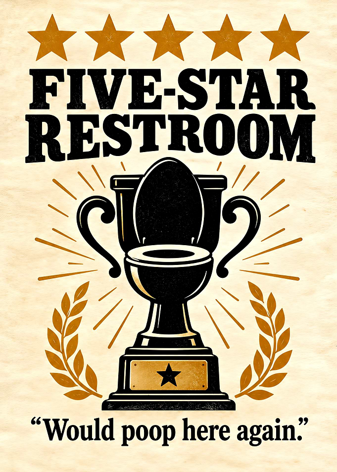 Five-Star Restroom Funny Bathroom Sign