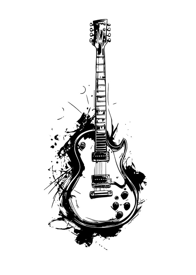 Abstract Ink Splatter Electric Guitar
