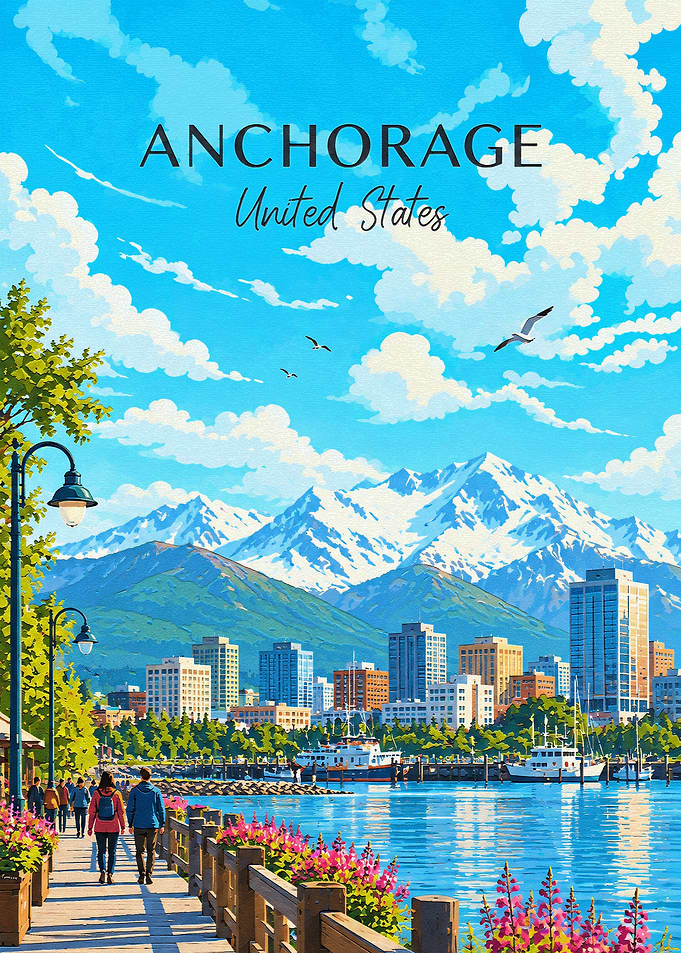 Anchorage Alaska Travel Poster