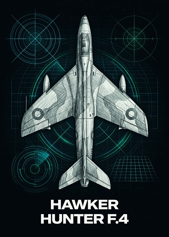 Hawker Hunter F.4 Blueprint Poster
