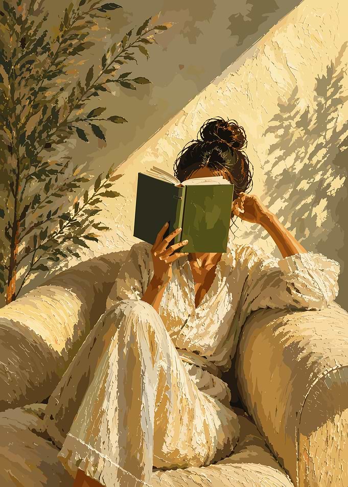 Woman Reading in Sunlit Chair