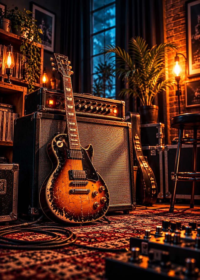 Vintage Electric Guitar in Studio