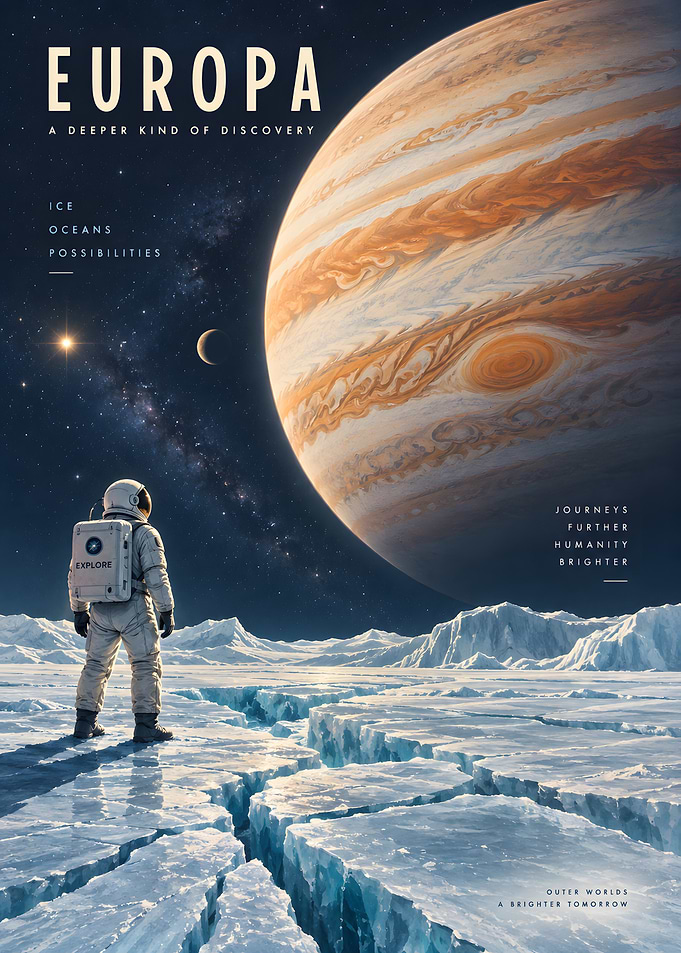 Europa Ice Moon Space Discovery