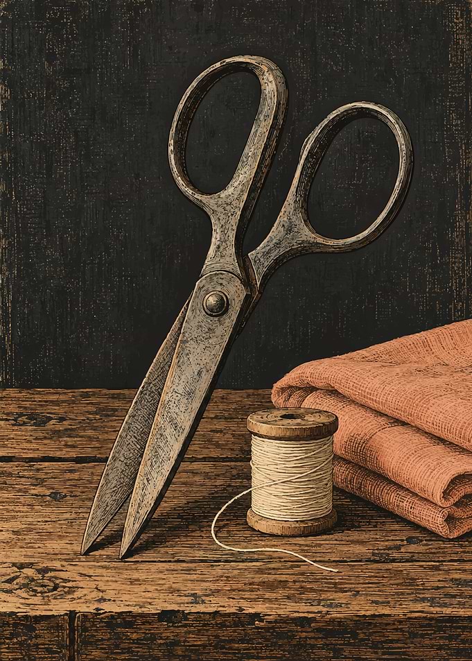 Vintage Sewing Tools Still Life