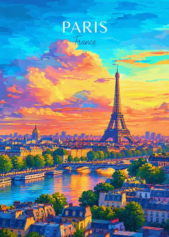 Vibrant Sunset Over Paris France