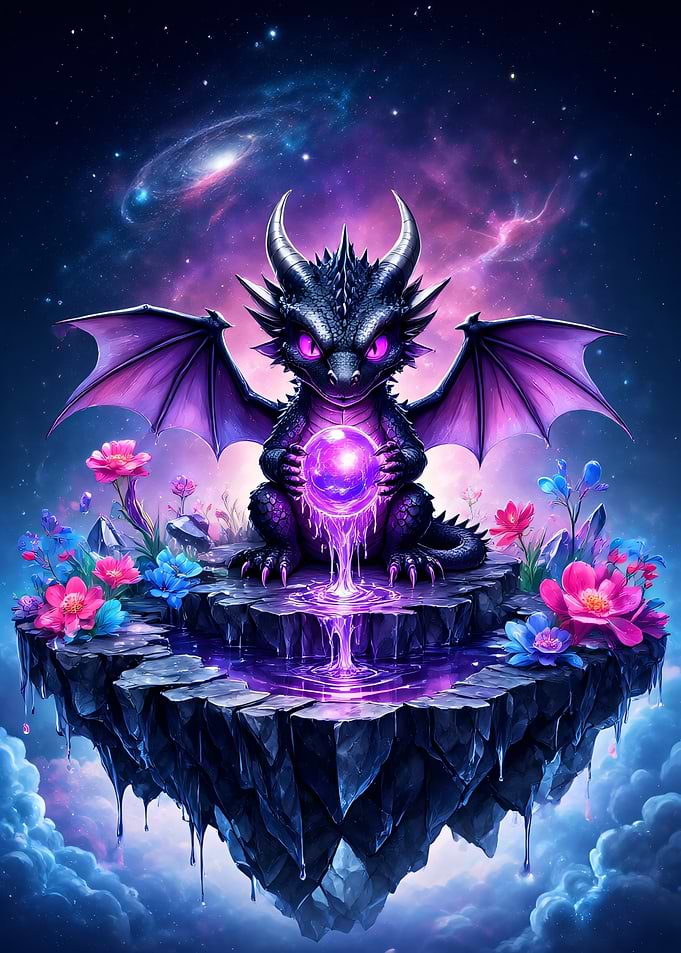 Baby Dragon with Cosmic Orb