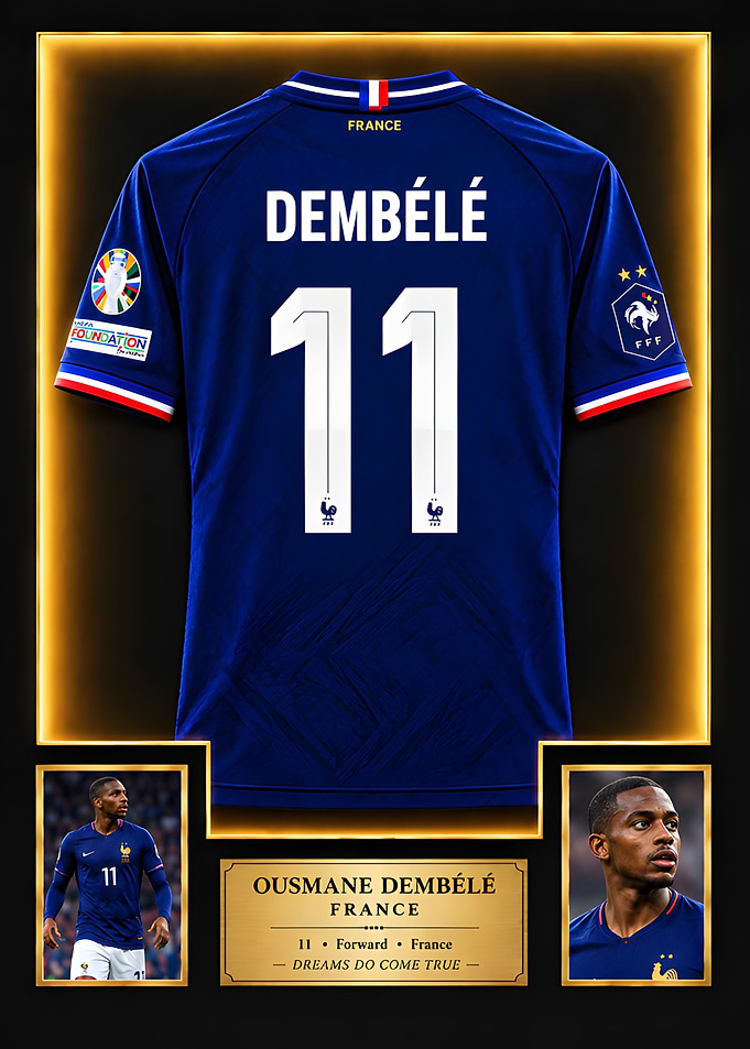 Ousmane Dembélé France Soccer Jersey Display
