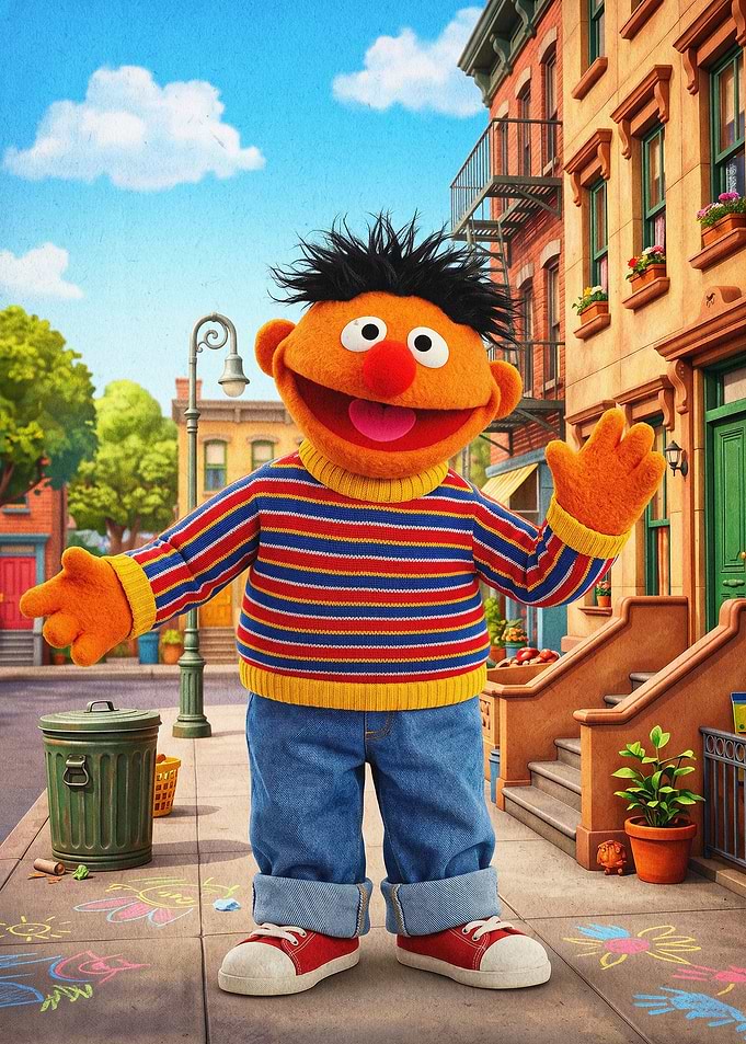 Orange Puppet Street Vintage Art