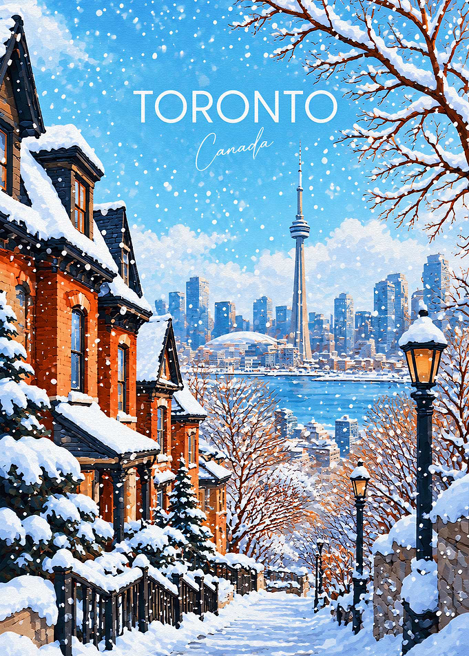 Winter in Toronto Canada Travel Poster