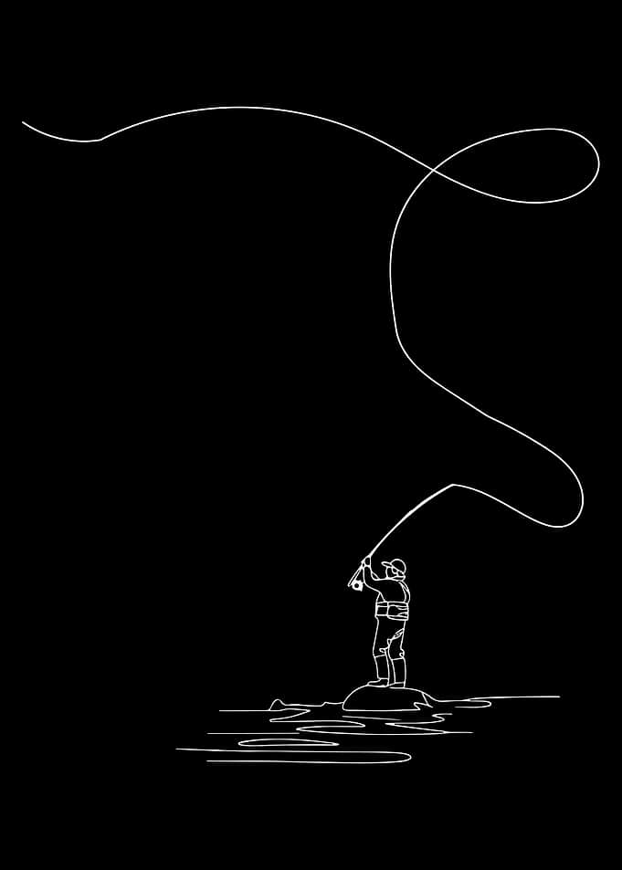 Minimalist Fly Fisherman Line Art