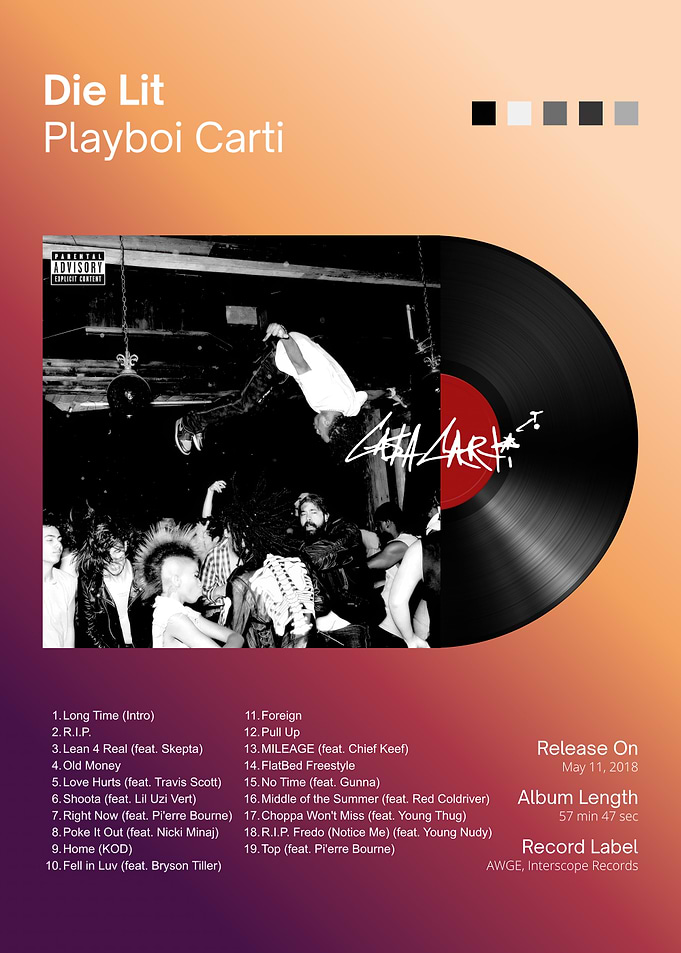 Playboi Carti Die Lit Album Poster