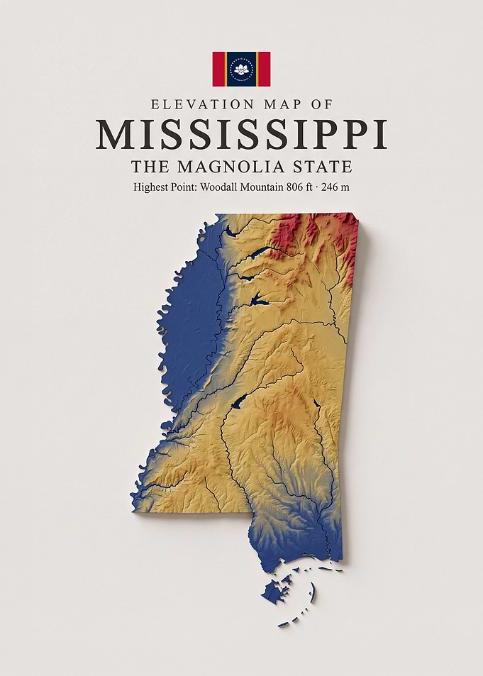 Elevation Map of Mississippi State