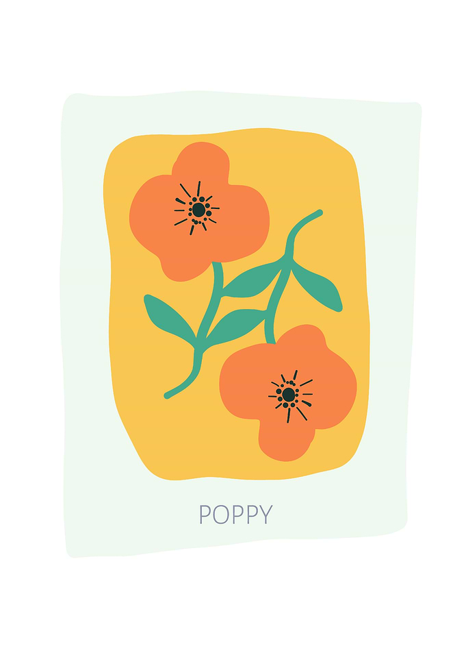 Minimalist Poppy Flower Botanical Print