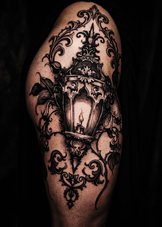 Gothic Lantern Tattoo Design