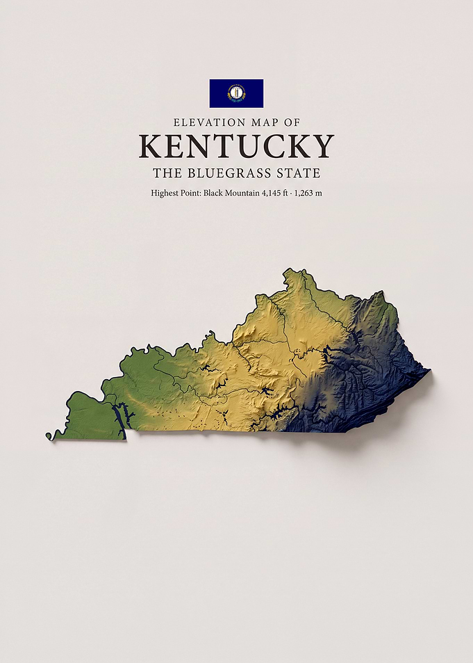 Elevation Map of Kentucky