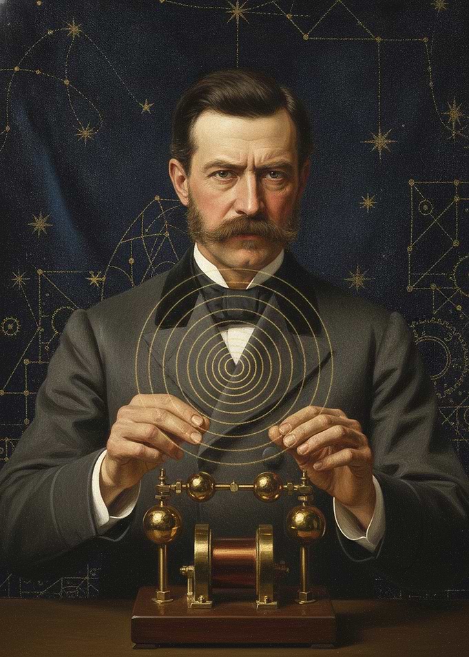 Victorian Scientist with Electromagnetic Device