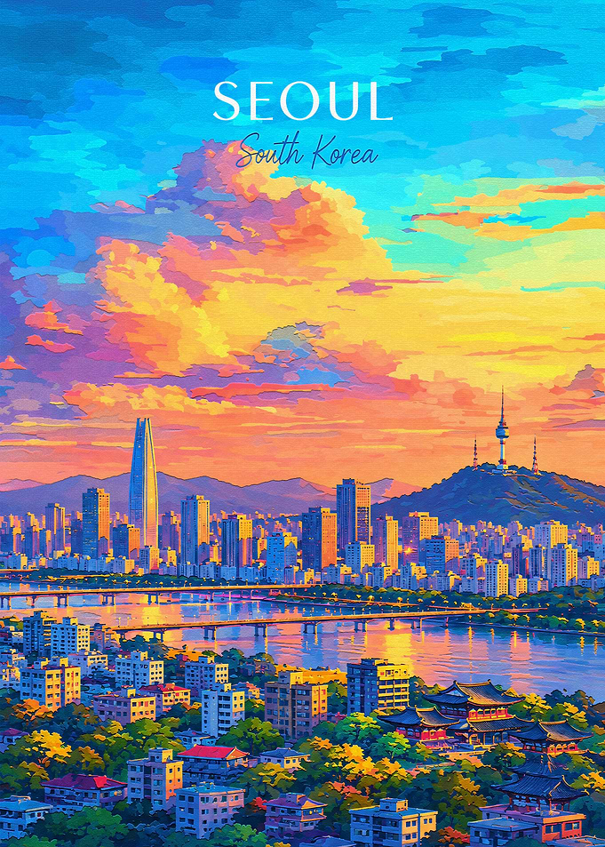 Vibrant Sunset Over Seoul Cityscape