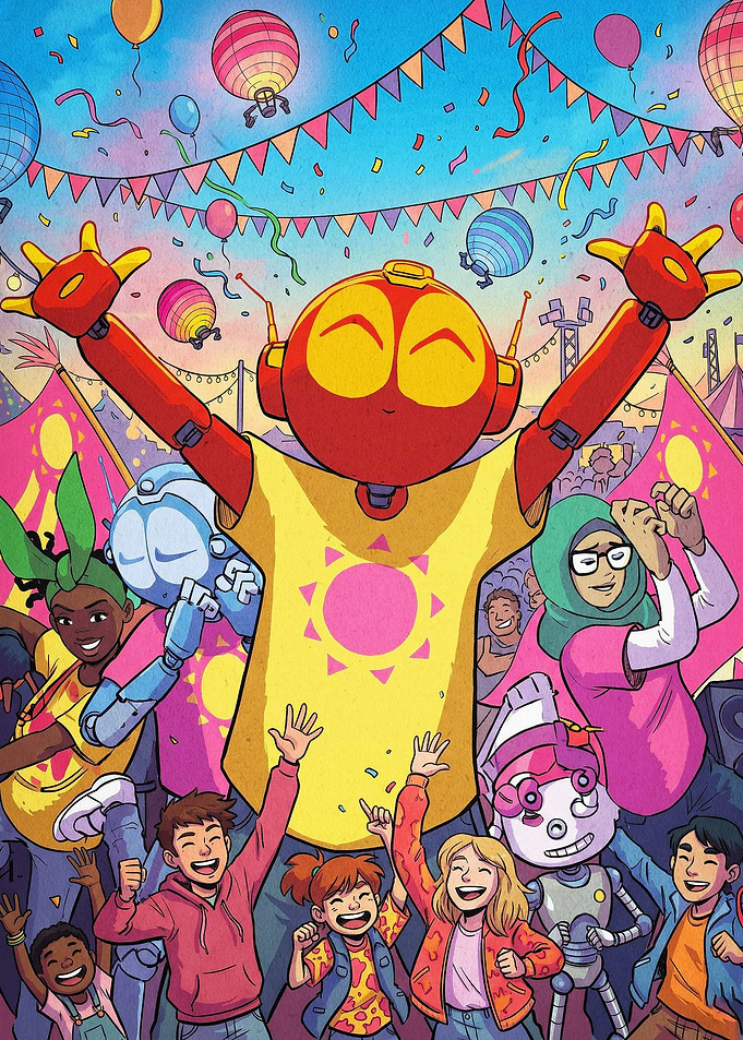Robot Festival Party Cartoon Poster