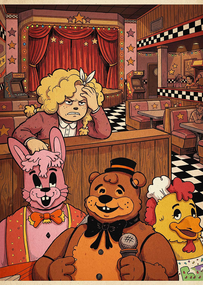 Retro Pizzeria Animatronic Bear Art