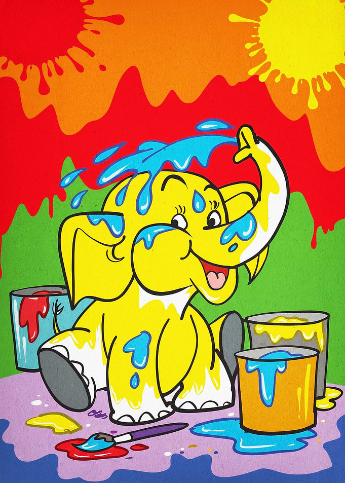 Elephant Painter Cute Poster