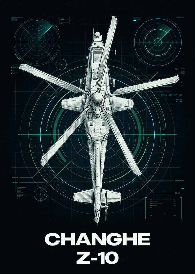 Changhe Z-10 Helicopter Blueprint Poster