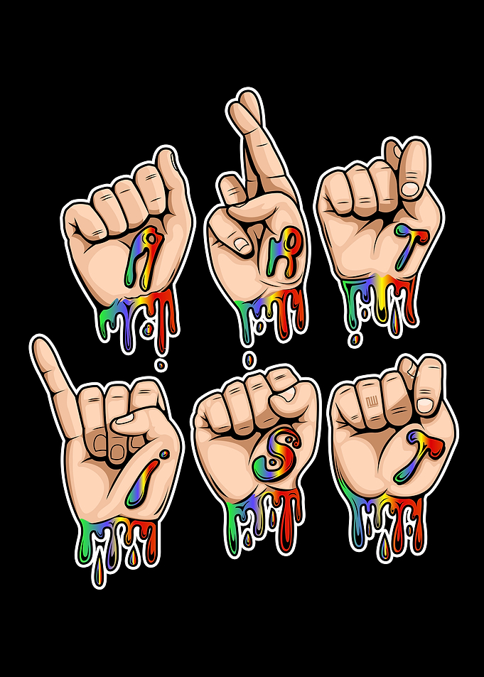 Artist Sign Language Rainbow Drip Art