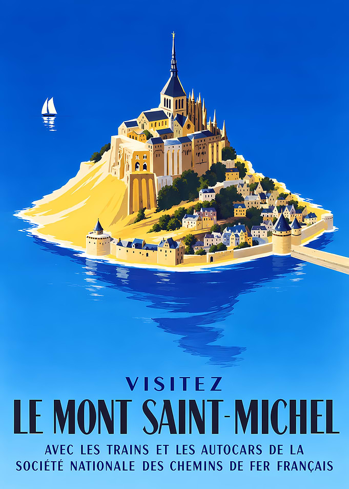 Vintage Mont Saint-Michel Travel Poster