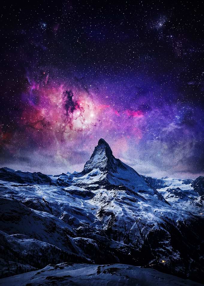 Matterhorn Peak Under Cosmic Nebula Sky