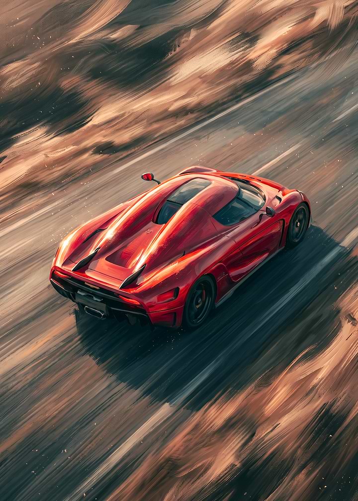 Red Koenigsegg Regera Speeding
