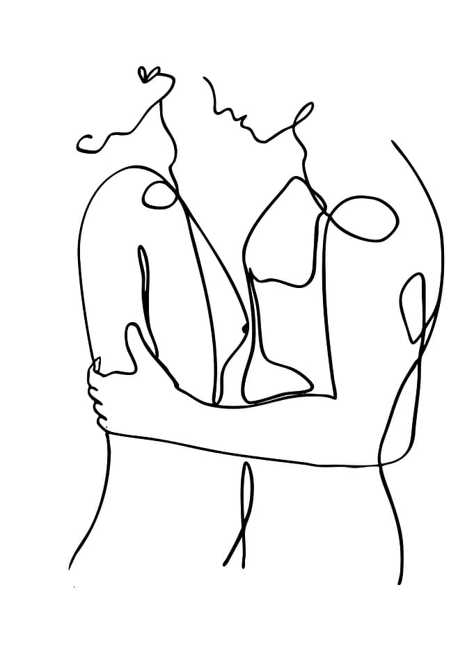 Minimalist One Line Couple Embrace