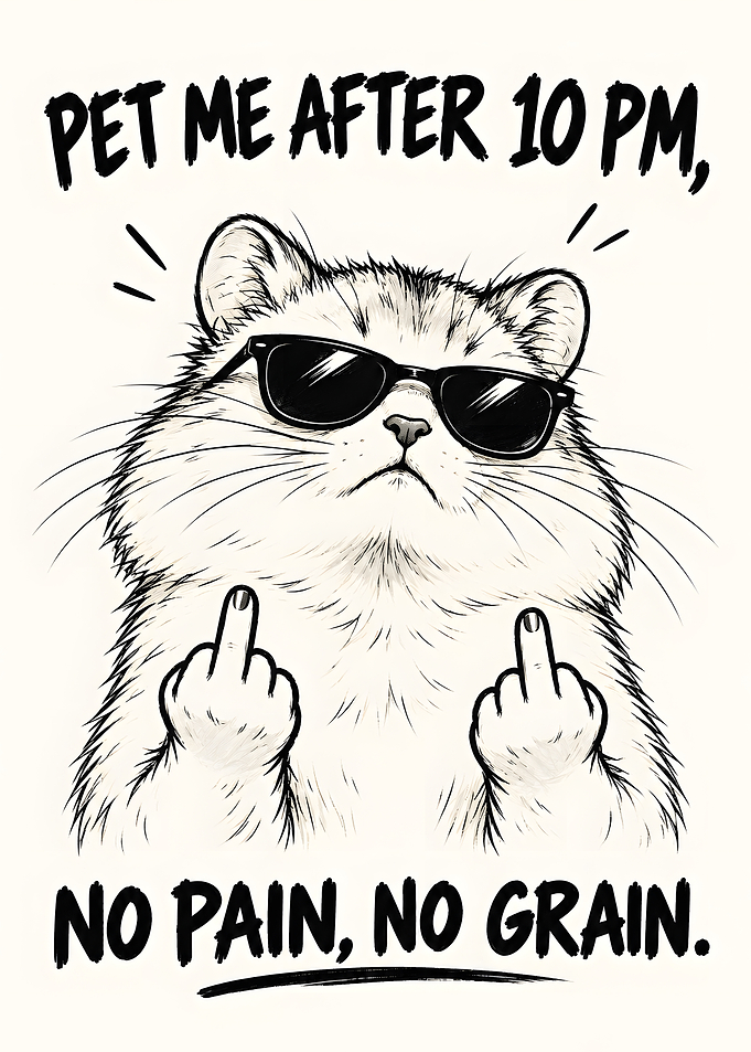 Sassy Cat Night Shift Middle Finger