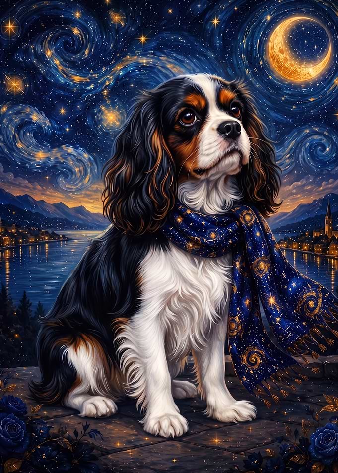 Cavalier King Charles Spaniel Starry Night