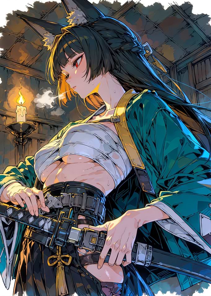 Anime Fox Girl Samurai Warrior