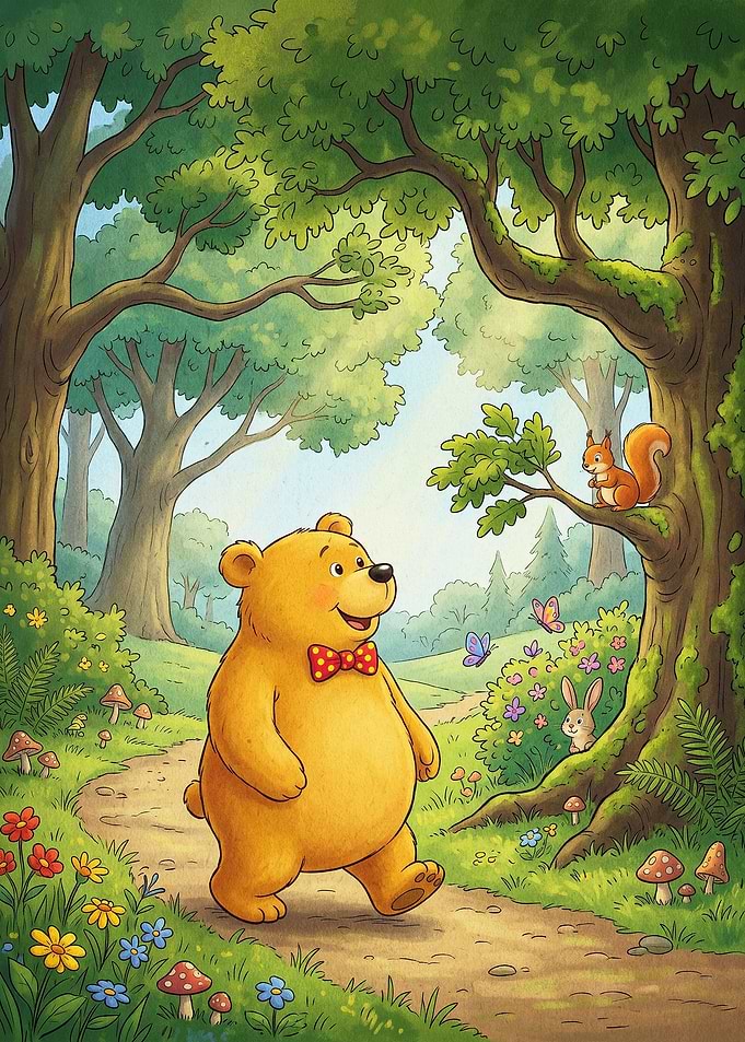Cute Bear Forest Walk Art
