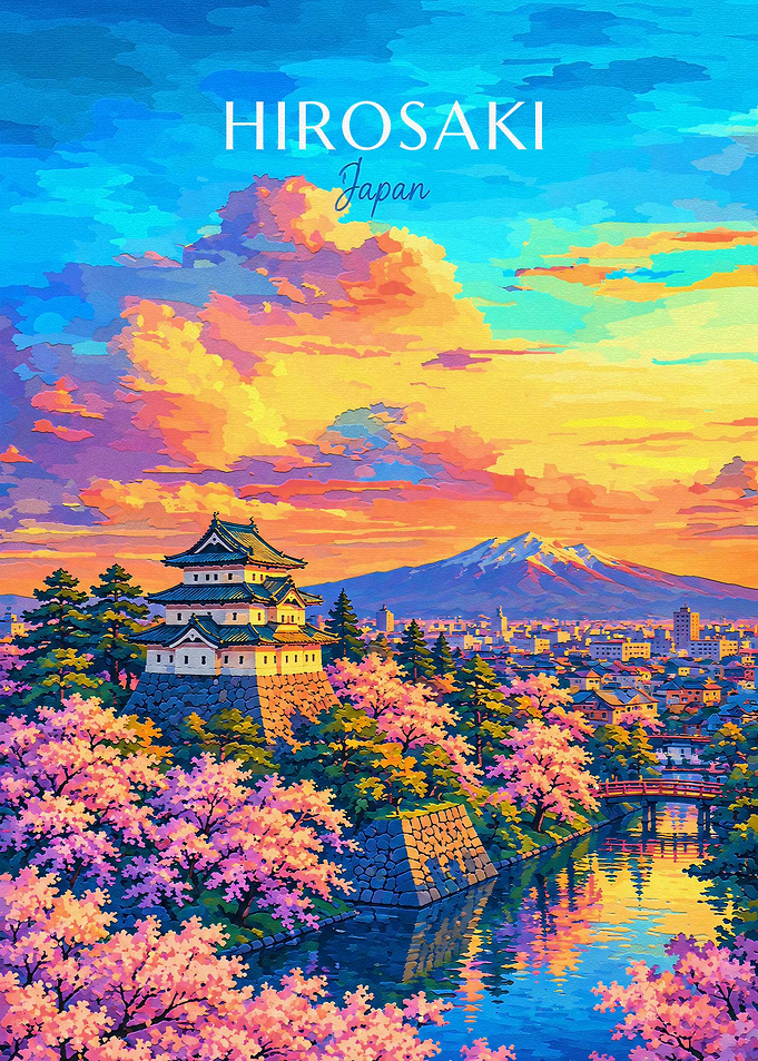 Hirosaki Castle Japan Cherry Blossom Poster